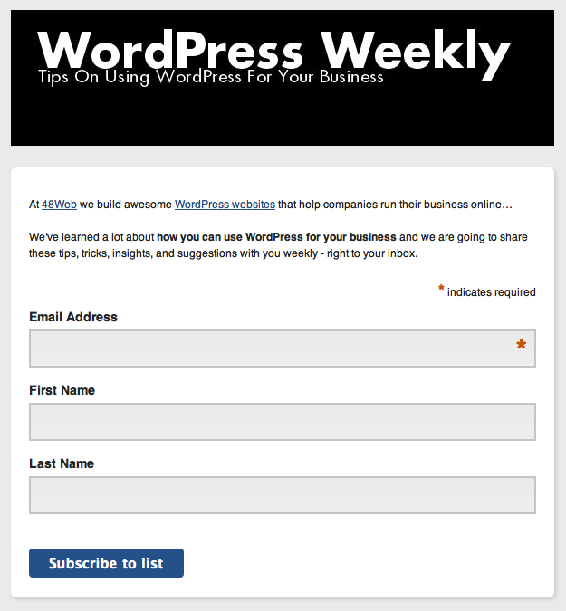 WordPress Weekly WordPress For Business Newsletter