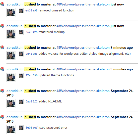 Skeletor Commits WordPress Theme Commits